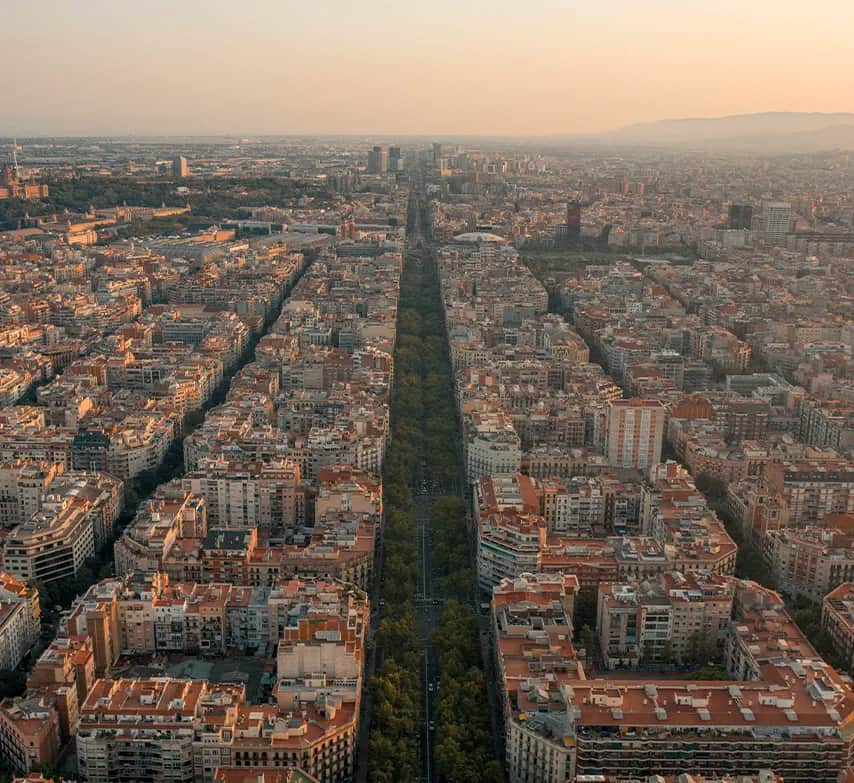 Vista aérea de las manzanas del Eixample de Barcelona